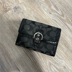 Coach Black Monogram Wallet with Buckle